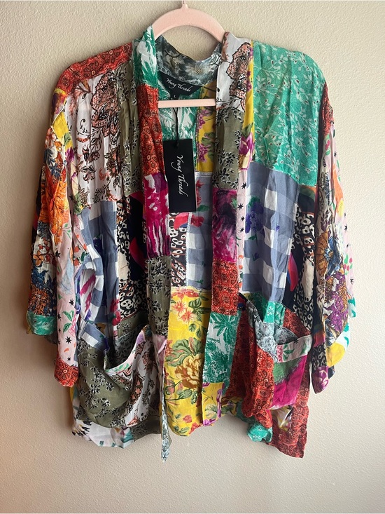 Young Threads Sweaters - Bohemian Patchwork Open-Front Cardigan - Multi